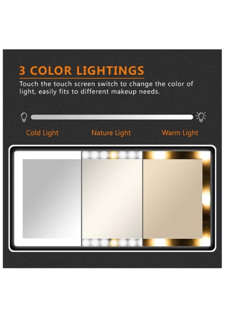 Loquat Rechargeable Car Makeup Mirror with LED Light USB Power Supply, Three-Color Sun Visor Mirror - Image 3