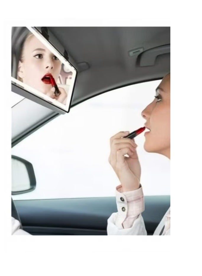 Loquat Rechargeable Car Makeup Mirror with LED Light USB Power Supply, Three-Color Sun Visor Mirror - Image 4