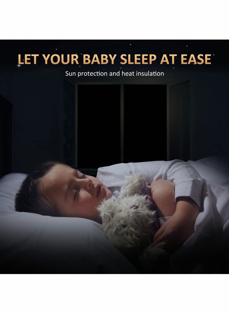 Blackout Blind, Portable Blackout Blinds Stick On Window No Drill, Blackout Material Blinds Blackout Curtains for Bedroom Nursery Loft Travel RV Car（ 300x145cm ） - Image 2