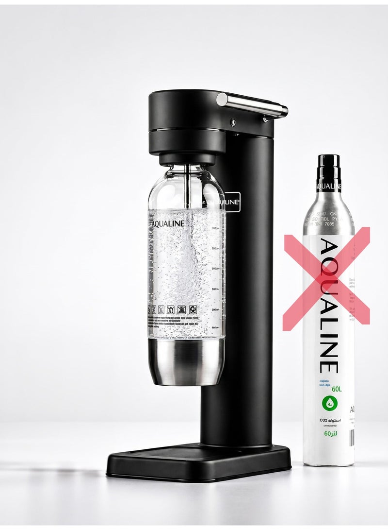AQUALINE AQUA ONE Premium Soda Maker | Sparkling Water Maker | Stainless Steel Body | Standard Kit | CO₂ Cylinder Not Included | Matte Black - Image 2