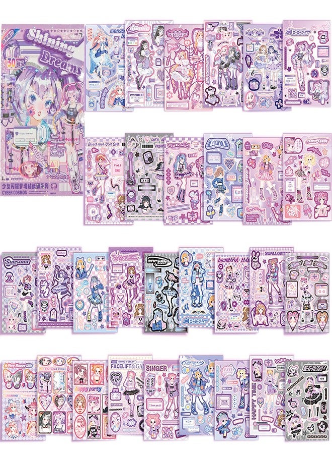 Auguro 500 Cute Girl Stickers Cute Anime Girl Scrapbook Sticker Kawaii Stickers People Stickers Perfect for journals, scrapbooks, and as Gifts for Girls - Image 1