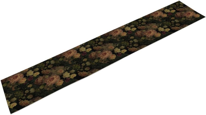 GoDazzling Gothic Floral Table Runner Rustic Farmhouse Retro Flower Watercolor Boho Halloween Print Rectangle Scarf for Dining Room Kitchen Table Setting Decor 13in33cm W  36in92cm L - Image 2
