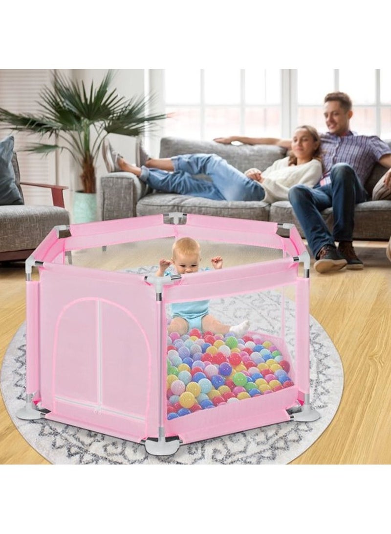 سياج أمان للأطفال من Baby Home، حظائر لعب قابلة للطي للأطفال، سياج أمان للأطفال في الملعب، سياج لعب للأطفال قابل للغسل مكون من 6 ألواح وبساط لعب زحف للأطفال مع كرة. - Image 2
