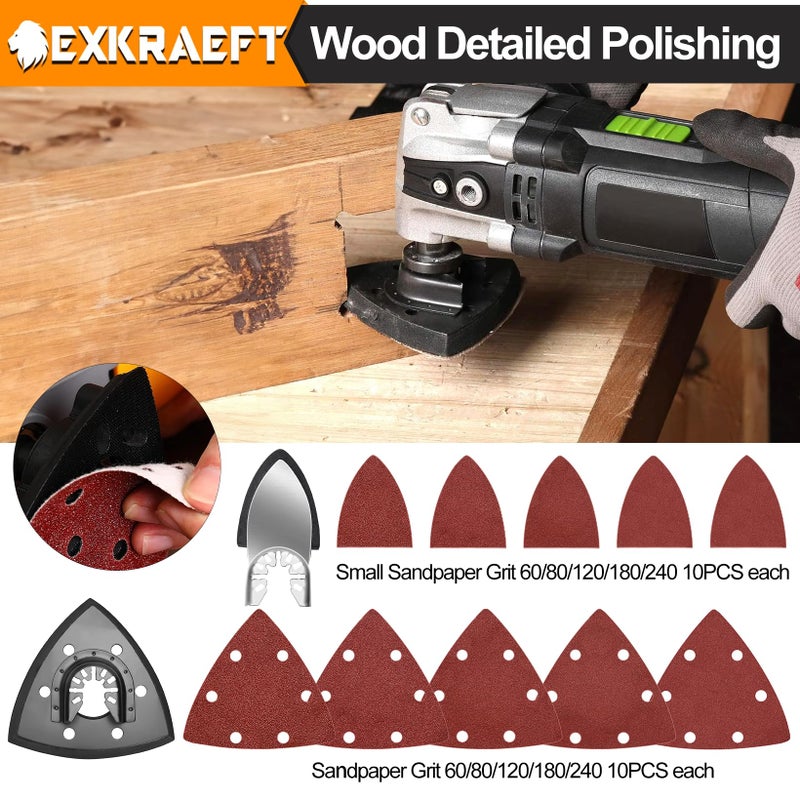 EXKRAEFT 136 PCS Oscillating Tool Blade, Multi Tool Blades Kits with Sandpaper, Arc Edge & Titanium, Oscillating Saw Blades for Wood Metal, Universal Multitool Blades Fit Milwaukee, Ryobi - Image 4