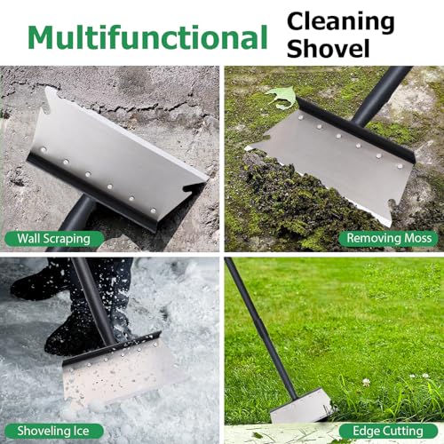 Pragmatist Garden Shovel, Ice Scraper, Multifunctional Cleaning Shovel with 59" Adjustable Handle Heavy Duty Garden Tool for Lawn Edging, Scraping, Weed and Ice Removal - Image 3