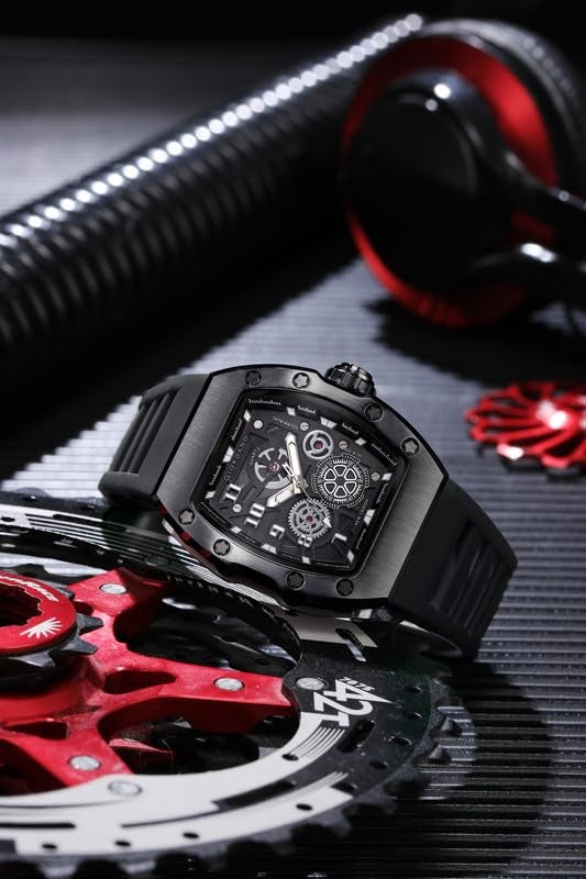 Giordano Square Analog Casual Sporty Watch for Men – Mechanical-Inspired Design dial, Quartz Movement, Silicon Strap and Date Display Function - GZ-50150 - Image 3