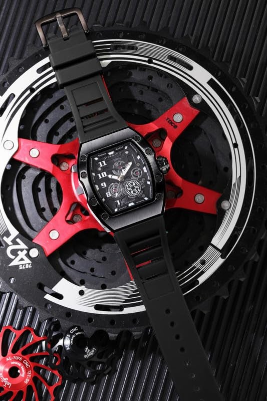 Giordano Square Analog Casual Sporty Watch for Men – Mechanical-Inspired Design dial, Quartz Movement, Silicon Strap and Date Display Function - GZ-50150 - Image 4