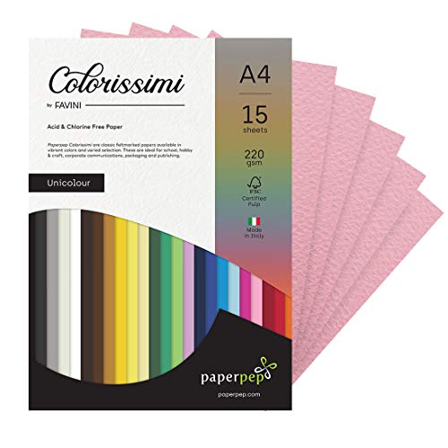PaperPep Paper Pep Colorissimi Card Stock 220GSM A4 Rosa (Baby Pink) Unicolor Pack of 15 Sheets - Image 1
