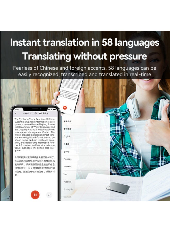 A3 Single-key Intelligent Recording Pen AI Recording Pen ChatGPT Translation Transfer Multi-language APP-Color:Dark Green (chinese Version)-Capacity:256GB - Image 4