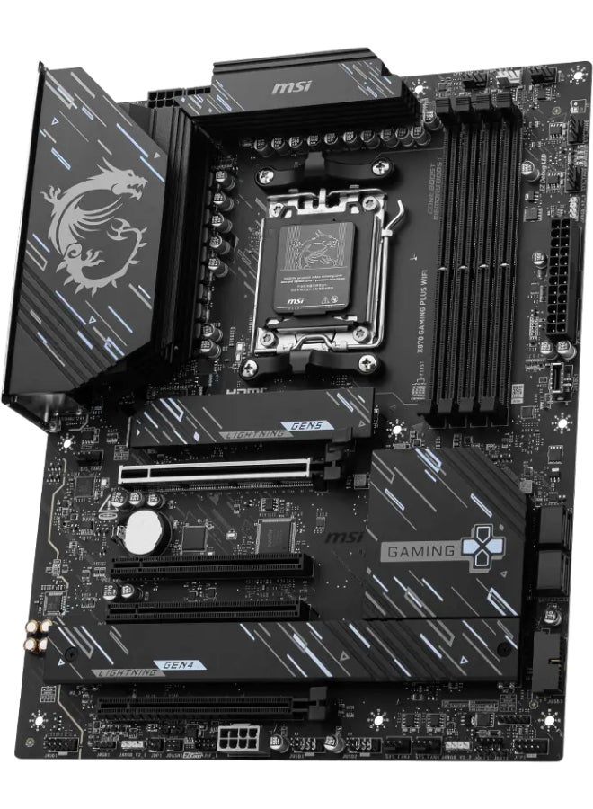 X870 GAMING PLUS WIFI Motherboard - AMD X870 Chipset, AM5 Socket, Supports AMD Ryzen™ 9000/8000/7000 Series, Up to 256GB DDR5 (8200-5600 MT/s), PCIe 5.0, 3x M.2, 4x SATA 6Gb/s, Wi-Fi 7, 5G LAN, Bluetooth 5.4, 4x USB 40Gbps Type-C, Realtek ALC897 Audio, RGB & EZ Debug LEDs | 911-7E47-005