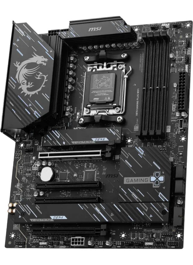 إم اس أي X870 GAMING PLUS WIFI Motherboard - AMD X870 Chipset, AM5 Socket, Supports AMD Ryzen™ 9000/8000/7000 Series, Up to 256GB DDR5 (8200-5600 MT/s), PCIe 5.0, 3x M.2, 4x SATA 6Gb/s, Wi-Fi 7, 5G LAN, Bluetooth 5.4, 4x USB 40Gbps Type-C, Realtek ALC897 Audio, RGB & EZ Debug LEDs | 911-7E47-005  - Image 1