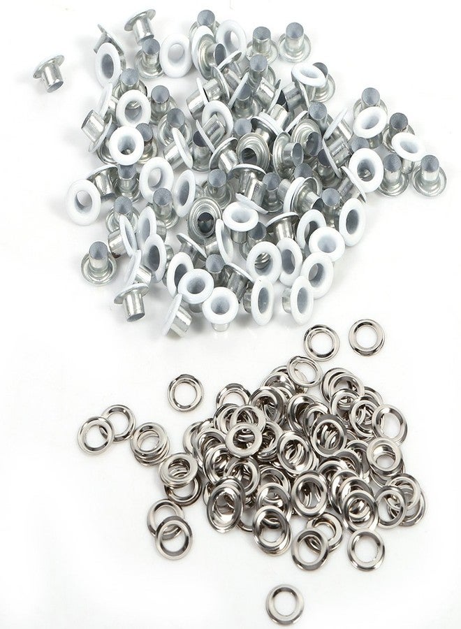 Walfront 100 Sets Metal Eyelets Grommets 4 mm/ 0.16 inch Round Shape Grommets Eyelets Metallic Scrapbooking Eyelets Washers Leather Bags Accessories for Bead Cores Clothes Leather (White) - Image 1