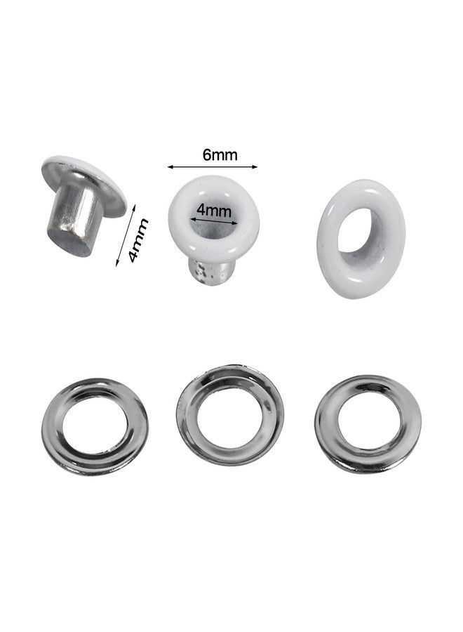 Walfront 100 Sets Metal Eyelets Grommets 4 mm/ 0.16 inch Round Shape Grommets Eyelets Metallic Scrapbooking Eyelets Washers Leather Bags Accessories for Bead Cores Clothes Leather (White) - Image 2