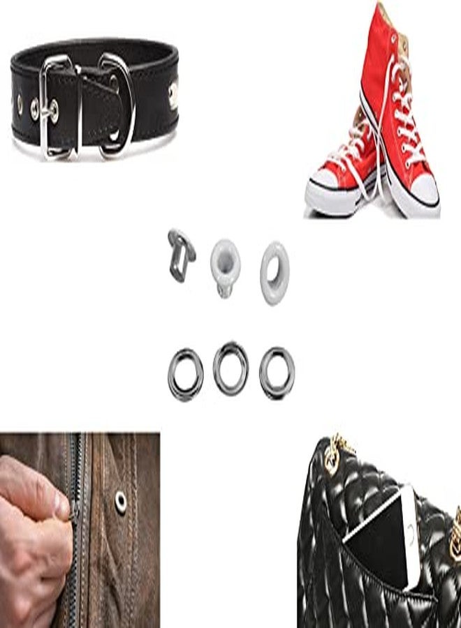 Walfront 100 Sets Metal Eyelets Grommets 4 mm/ 0.16 inch Round Shape Grommets Eyelets Metallic Scrapbooking Eyelets Washers Leather Bags Accessories for Bead Cores Clothes Leather (White) - Image 3