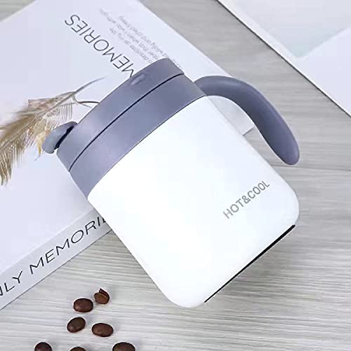 ONICORN 350ML Coffee Mug With Handle and Sliding Lid, Stainless Steel Travel Tumbler Cup with Handle,Double Wall Vacuum Insulated Camping Cup for Hot & Cold Drinks Tea (1PCS) (WHITE) - Image 5