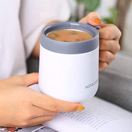ONICORN 350ML Coffee Mug With Handle and Sliding Lid, Stainless Steel Travel Tumbler Cup with Handle,Double Wall Vacuum Insulated Camping Cup for Hot & Cold Drinks Tea (1PCS) (WHITE) - Image 2