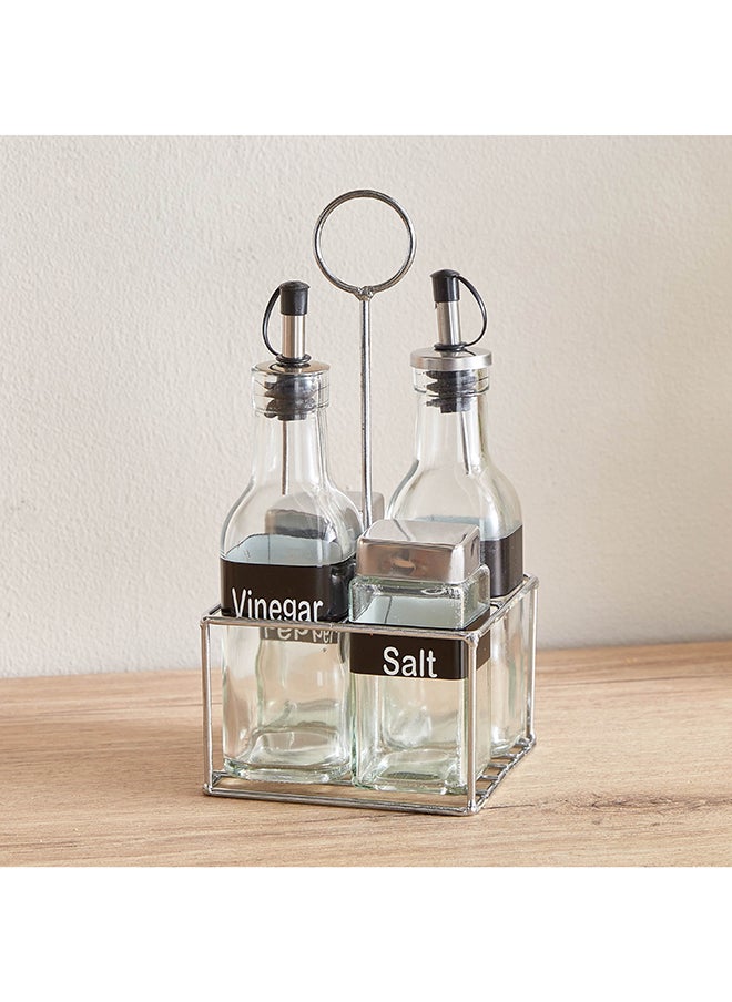 Home Box Essential 5-Piece Glass Cruet Set 11.5 x 23.6 x 11.5 cm  - Image 3