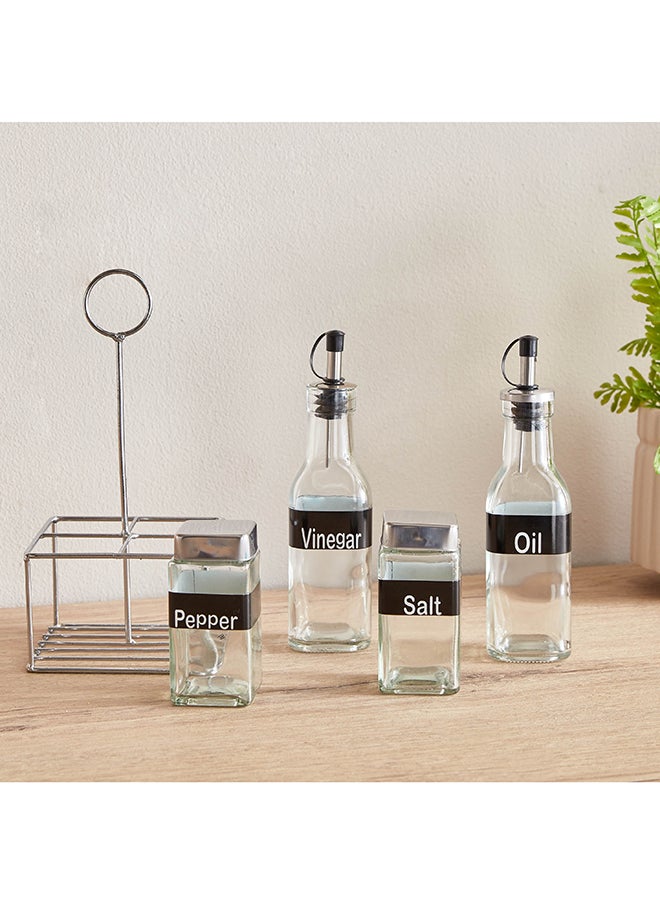 Home Box Essential 5-Piece Glass Cruet Set 11.5 x 23.6 x 11.5 cm  - Image 2