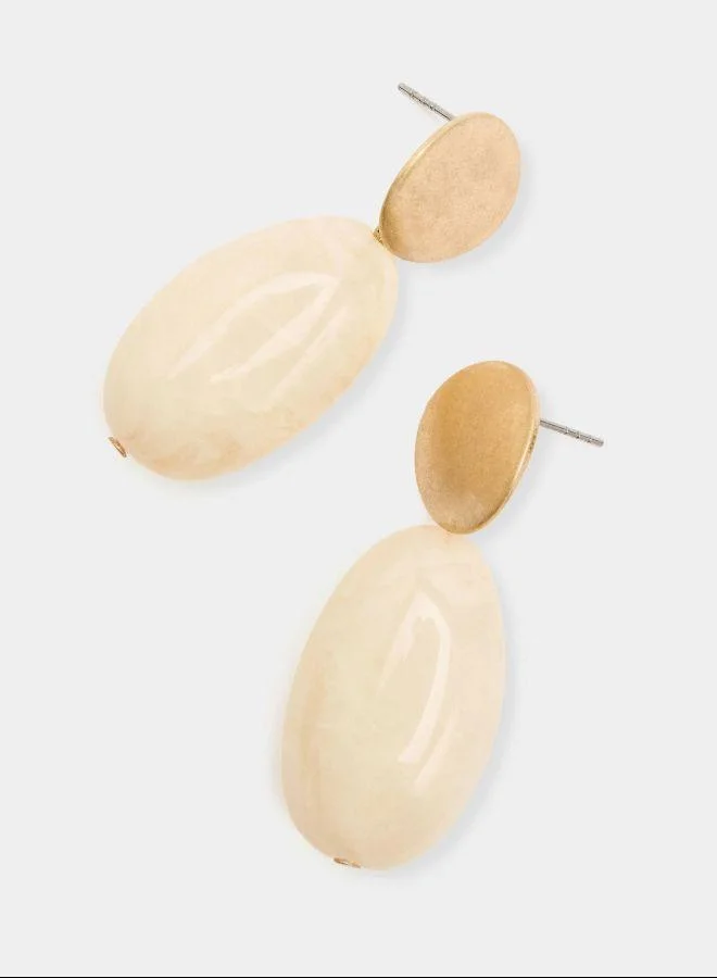 PARFOIS Beige Elongated earrings with stone effect for Women | Best Price UAE