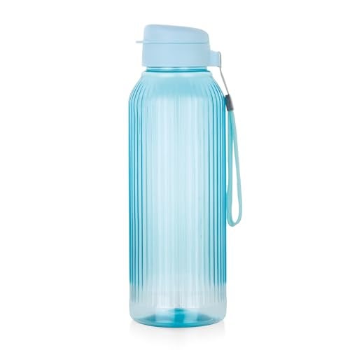ATTRO Linear 1.5 L BPA-Free Plastic Water Bottle with Leak-Proof Flip-Top Cap, Easy to Carry Nylon Strap and Stylish Color for Daily Hydration- Blue - Image 1