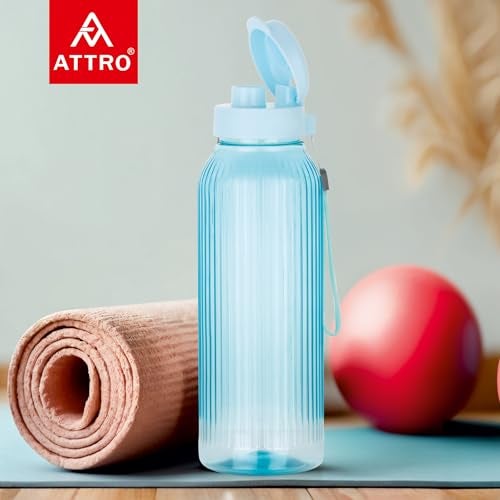 ATTRO Linear 1.5 L BPA-Free Plastic Water Bottle with Leak-Proof Flip-Top Cap, Easy to Carry Nylon Strap and Stylish Color for Daily Hydration- Blue - Image 2