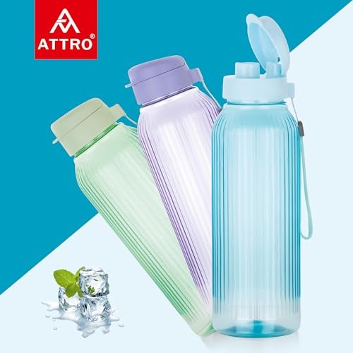 ATTRO Linear 1.5 L BPA-Free Plastic Water Bottle with Leak-Proof Flip-Top Cap, Easy to Carry Nylon Strap and Stylish Color for Daily Hydration- Blue - Image 3