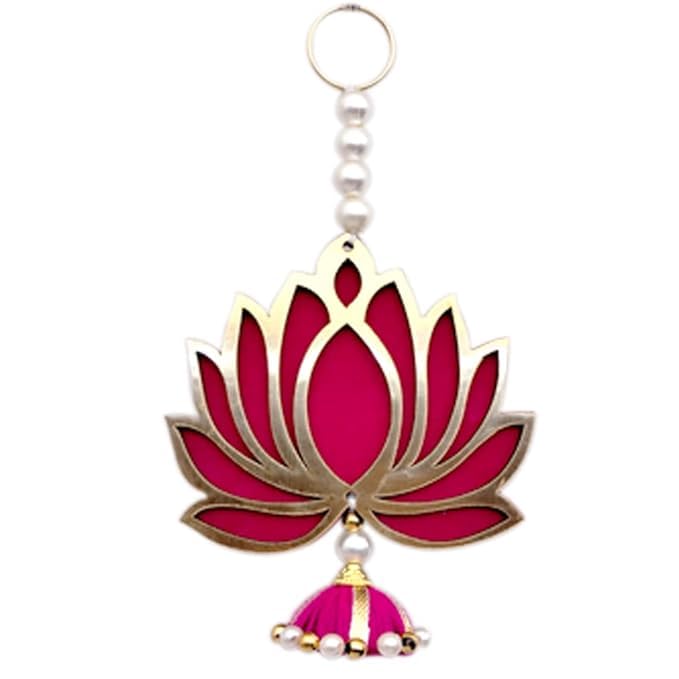 Dikshya Capture Dikshya Capture Handmade Wall Decor Lotus 6 Pcs Pink with Jhumki Style Hanging for Home DecorDiwali DecorWedding and All Festival Decor Lotus Hangings for Home Decoration - Image 2