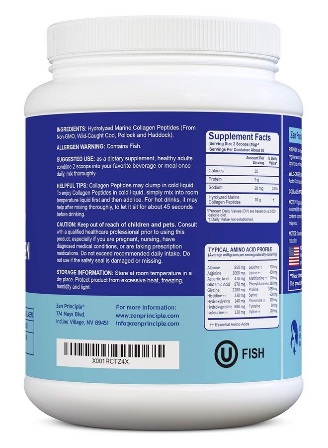 Zen Principle Marine Collagen Peptides Powder. Wildcaught Fish Nongmo. Supports Healthy Skin Hair Joints And Bones. Hydrolyzed Type 1 & 3 Protein. Amino Acids Unflavored Easy To Mix. Large 1.5 Lb. - Image 3