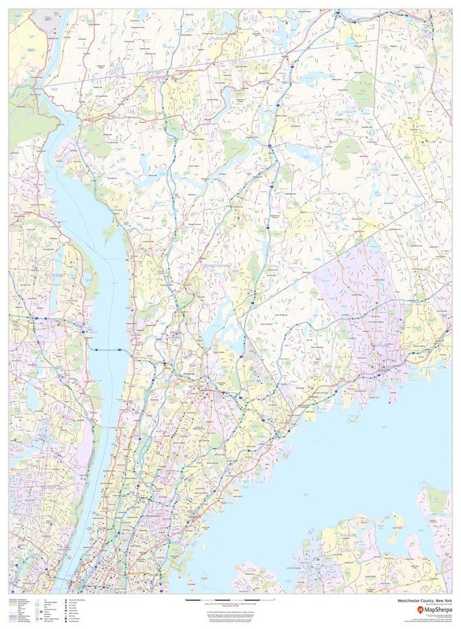 MapSherpa Westchester County, New York - 36" x 48" Laminated Wall Map - Image 1