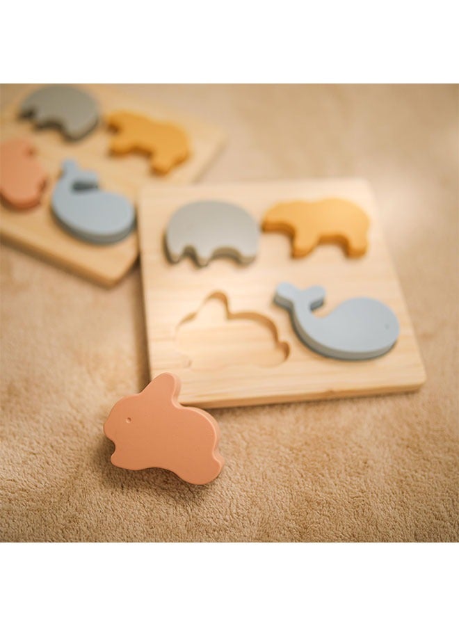 meayul Animal Shape Puzzle Toy, Wooden Puzzles, Silicone Sorting Animal Shapes, for Children Early Education Montessori Toys - Image 2