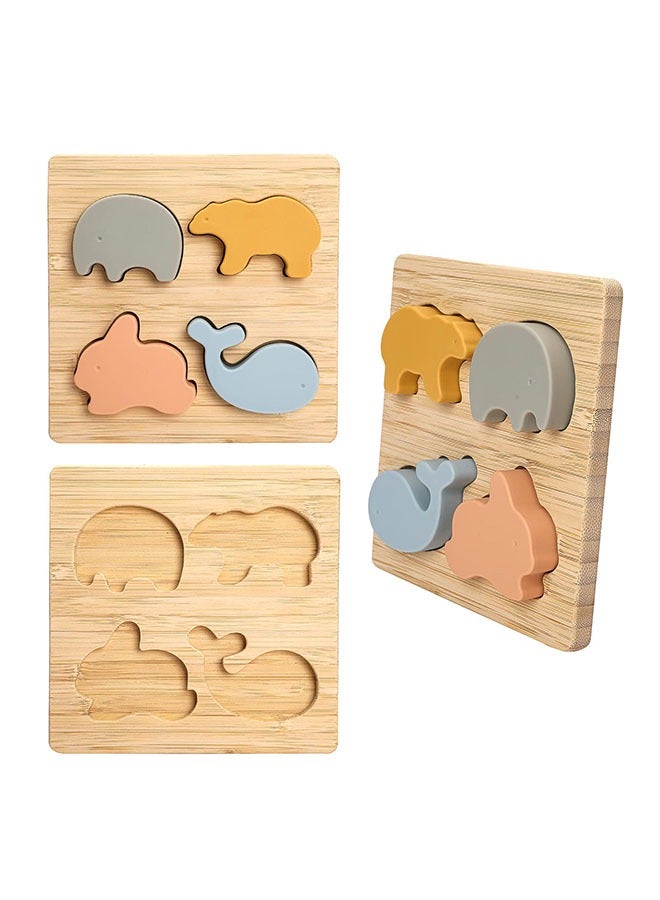 meayul Animal Shape Puzzle Toy, Wooden Puzzles, Silicone Sorting Animal Shapes, for Children Early Education Montessori Toys - Image 3