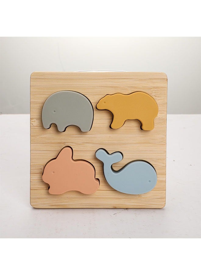 meayul Animal Shape Puzzle Toy, Wooden Puzzles, Silicone Sorting Animal Shapes, for Children Early Education Montessori Toys - Image 1