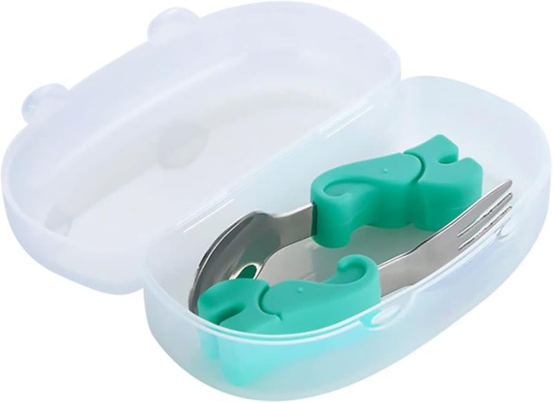 Stainless Steel Baby Training Fork Spoon Set Food Grade Safe Easy Clean Weaning Utensils - Image 1