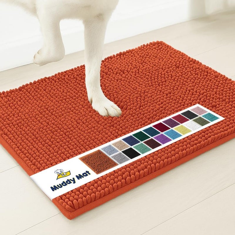 Muddy Mat Super Absorbent Door Mat Indoor Microfiber Quick Dry Chenille Entryway Rug NonSlip Front Door Mat Indoor Mats for Entryway Machine Washable Pet Rug Orange 30x19 - Image 2