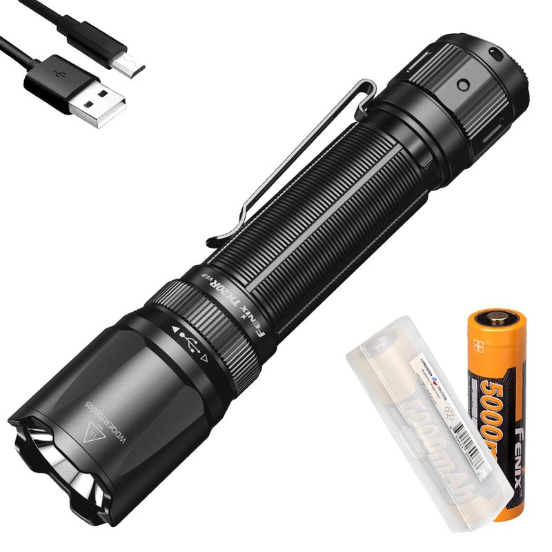 Fenix TK20R v2.0 3000 Lumen Rechargeable Tactical Flashlight, Long Throw with Two ARB-L21-5000 and LumenTac Organizer - Image 1