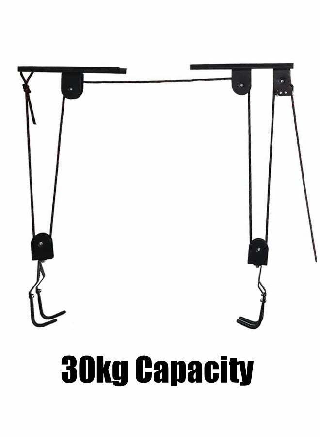 Heavy Duty Bicycle Hoist for Garage Storage, Ceiling Mounted Bike Lift with 30kg Capacity, Durable Steel Pulley Rack for Mountain and Road Bikes  - Image 4