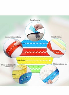 Excefore Flexible Ruler Set, 8 Pcs 30cm/12inch Translucent Ruler, 4 Colors Soft Plastic Ruler with Inches and Metric Dual Side Rulers Bendable Ruler  - Image 5