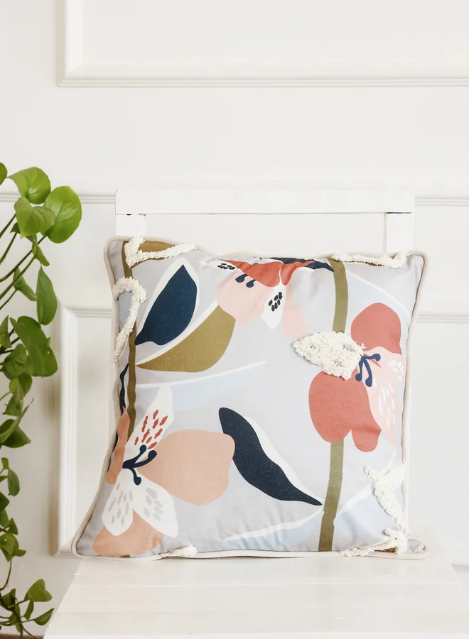 sanskrutihomes sanskrutihomes Floral Print Square Velvet Cushion Cover - 45 x 45 cm