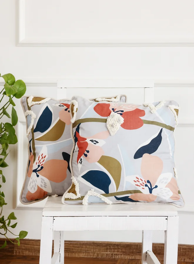 sanskrutihomes sanskrutihomes Floral Print Square Velvet Cushion Cover - 45 x 45 cm