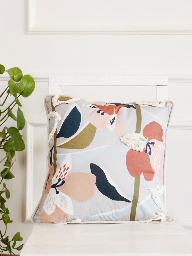 sanskrutihomes Floral Print Square Velvet Cushion Cover - 45 x 45 cm - Image 2