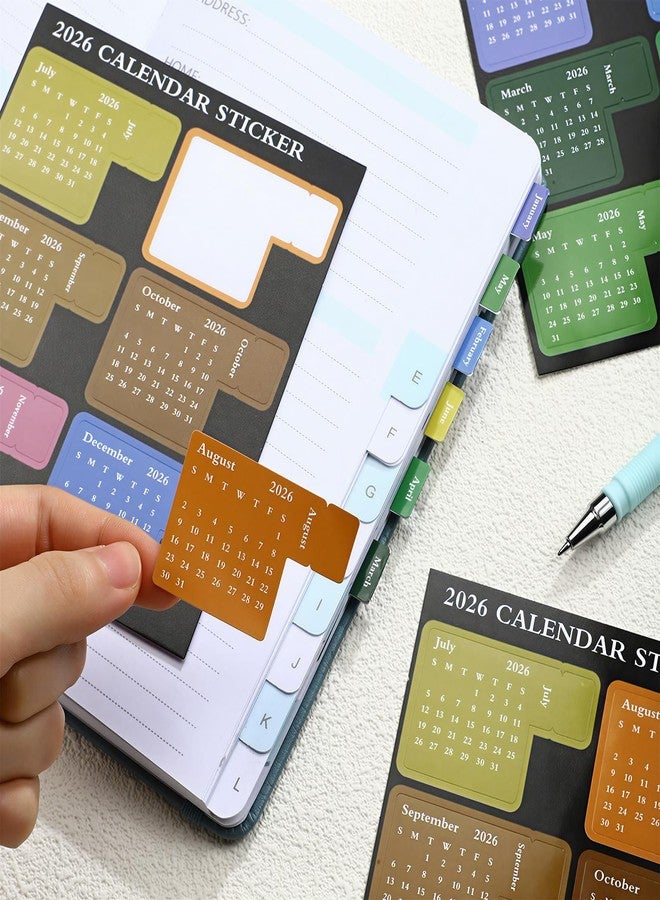 TENOC 2026 Calendar Stickers 6 Sheets for Planners, 3 Sets Self-Adhesive Monthly Index Tabs, Multicolor Divider Labels for Notebooks, Journals & Agenda (Jan - Dec 2026) - Image 4
