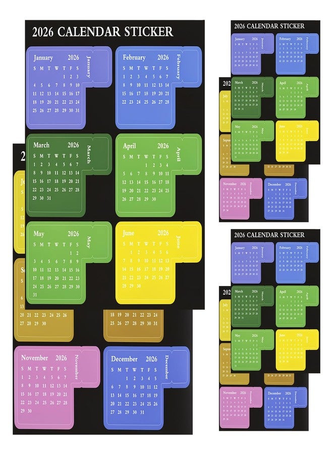 TENOC 2026 Calendar Stickers 6 Sheets for Planners, 3 Sets Self-Adhesive Monthly Index Tabs, Multicolor Divider Labels for Notebooks, Journals & Agenda (Jan - Dec 2026) - Image 1