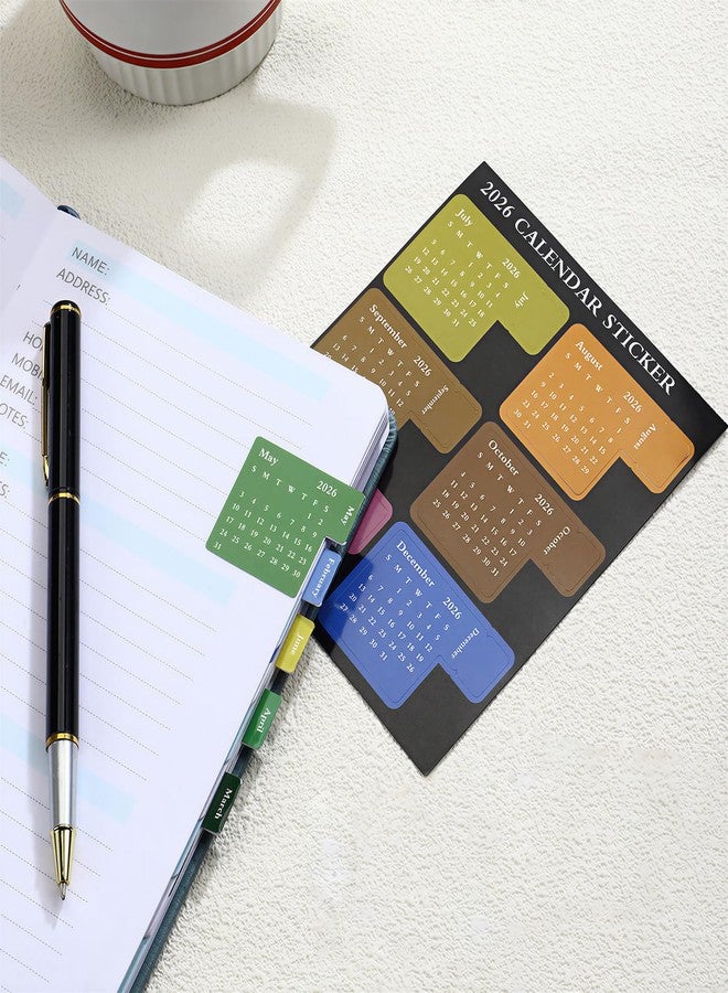 TENOC 2026 Calendar Stickers 6 Sheets for Planners, 3 Sets Self-Adhesive Monthly Index Tabs, Multicolor Divider Labels for Notebooks, Journals & Agenda (Jan - Dec 2026) - Image 3