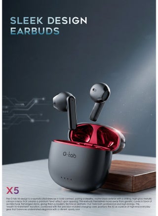 G-Tab X5 ENC Wireless Bluetooth Earphone True Wireless Earbuds Dual Mic with Touch Control and Auto Connect, 90 Days Standby Long Battery Life In-Ear Bluetooth Earphone – Black - view 3