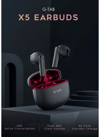 G-Tab X5 ENC Wireless Bluetooth Earphone True Wireless Earbuds Dual Mic with Touch Control and Auto Connect, 90 Days Standby Long Battery Life In-Ear Bluetooth Earphone – Black - view 2
