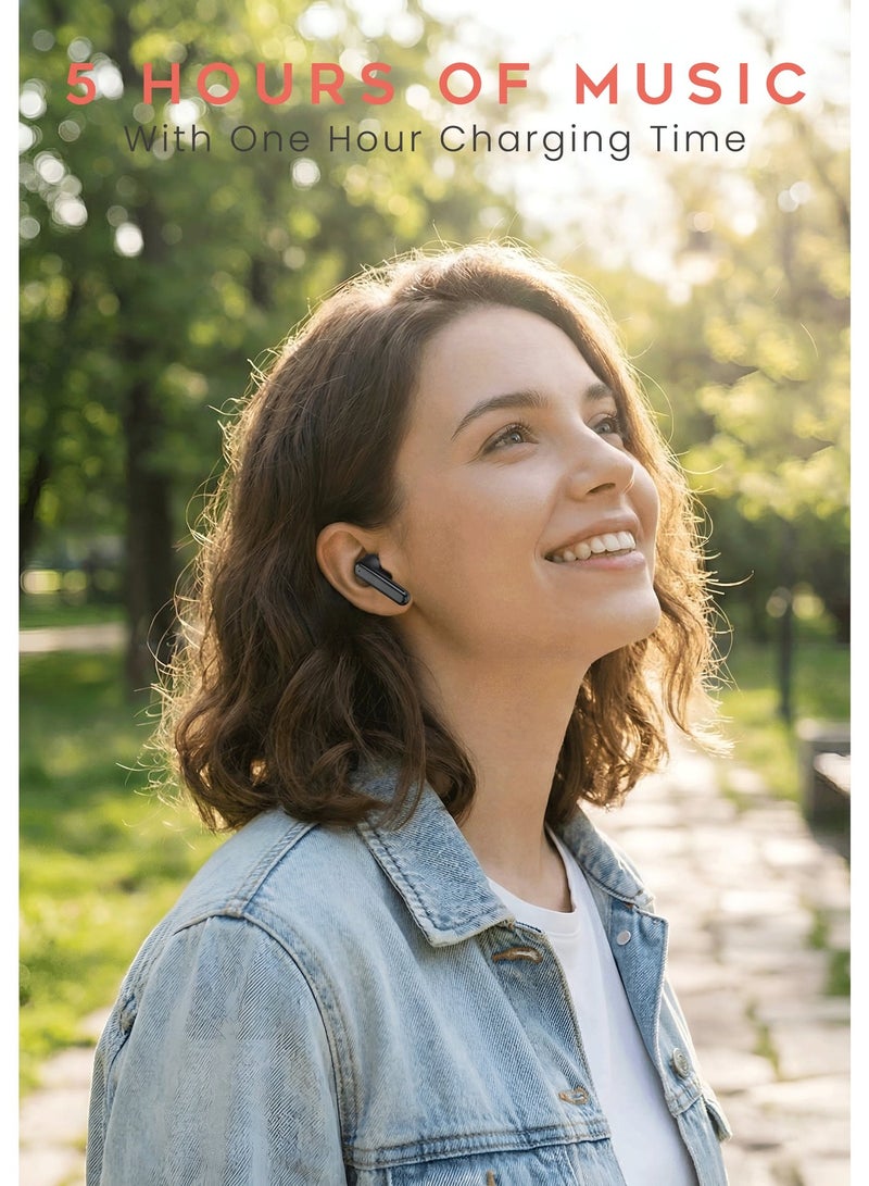 G-Tab X5 Noise Cancelling Bluetooth Earbuds with ENC, True Wireless Earbuds, Dual Mic, Touch Control, Auto Connect, 90 Days Standby, Bluetooth Earphone – Black - Image 5