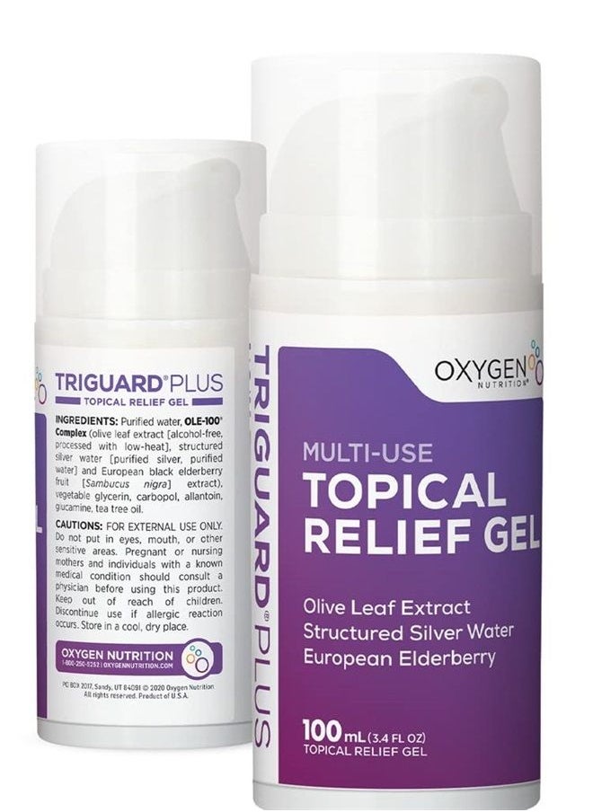 Oxygen Nutrition - TriGuard Plus Colloidal Silver Topical Recovery Gel Natural Structured Silver Water & European Elderberry 3.4oz / 100ml - Image 1