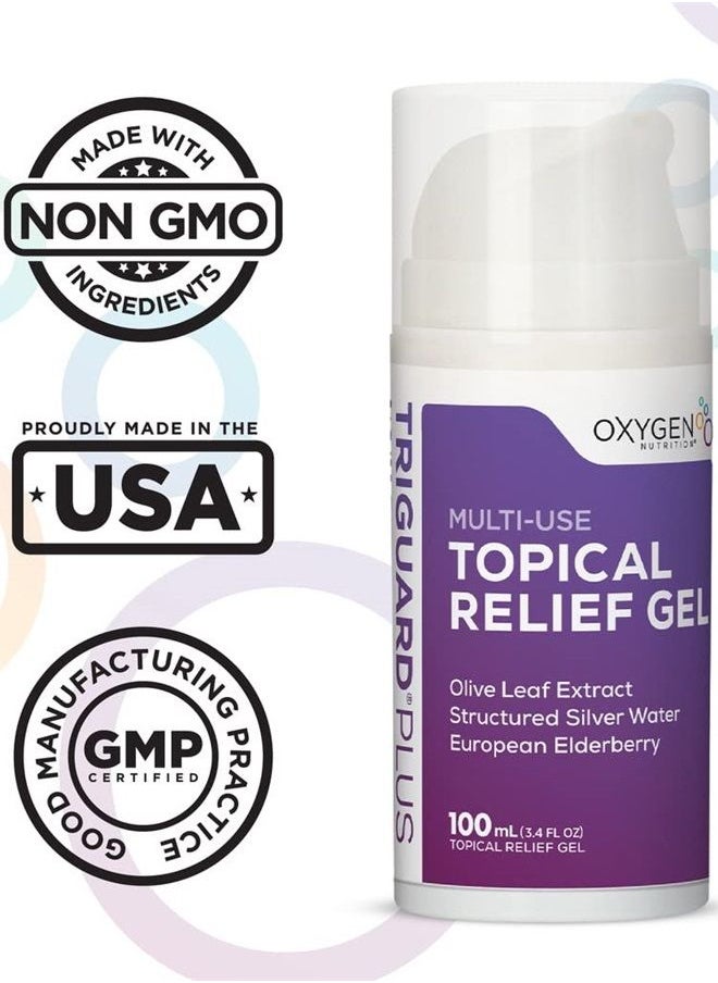 Oxygen Nutrition - TriGuard Plus Colloidal Silver Topical Recovery Gel Natural Structured Silver Water & European Elderberry 3.4oz / 100ml - Image 1