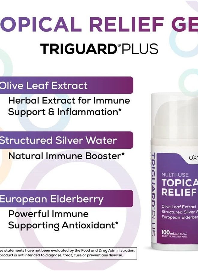 Oxygen Nutrition - TriGuard Plus Colloidal Silver Topical Recovery Gel Natural Structured Silver Water & European Elderberry 3.4oz / 100ml - Image 1