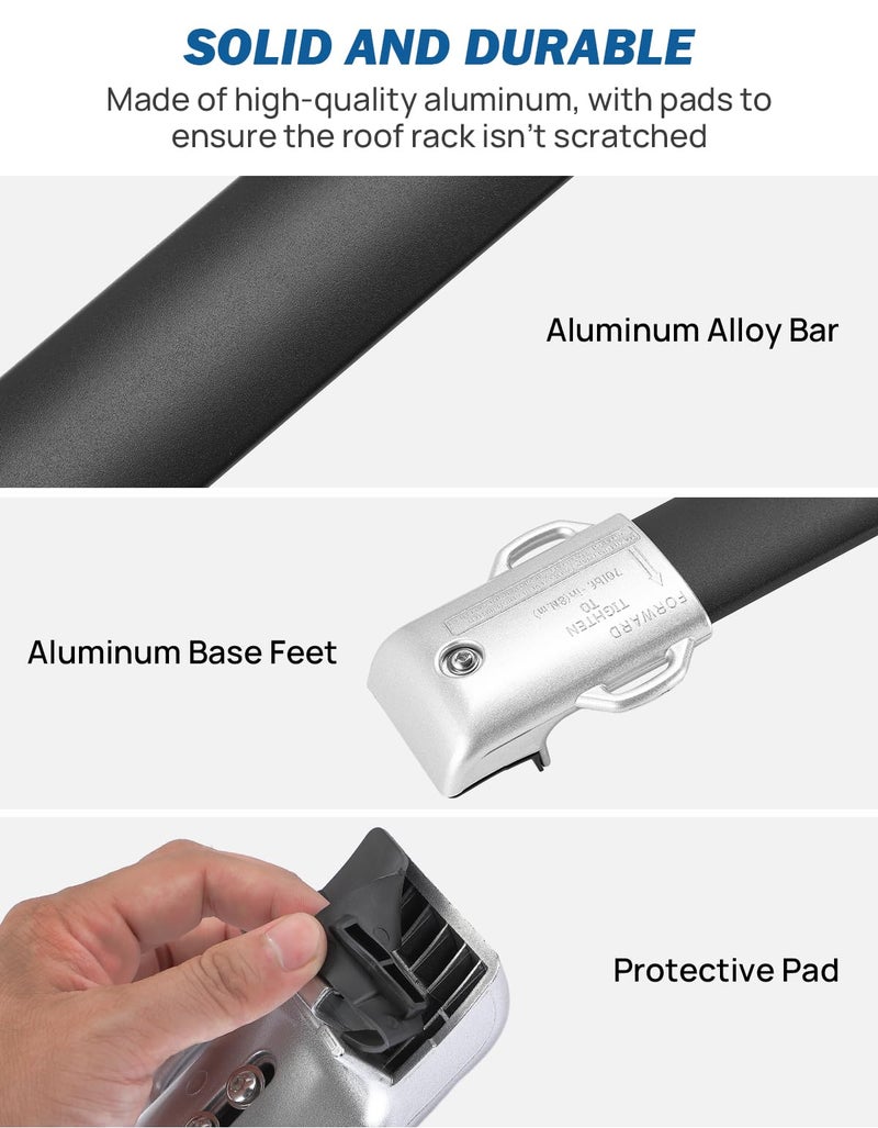JOYTUTUS Roof Racks Cross Bars Compatible with GX460 2010-2023, Aluminum Roof Rail Cross Bars, Low Wind Noise Rooftop Cargo Carrier Crossbars - Image 3